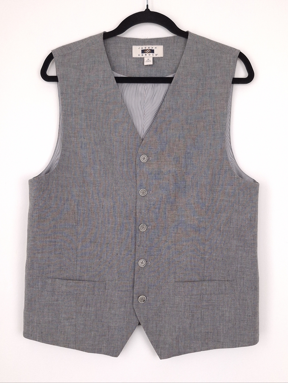 Joseph Abboud mens M linen blend suit vest waistcoat breathable gray summer
